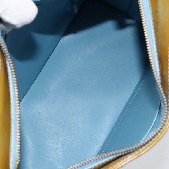 LOUIS VUITTON Monogram Vernis Houston Hand Bag Baby Blue M91005 LV Auth 150110 - Picture 13 of 16
